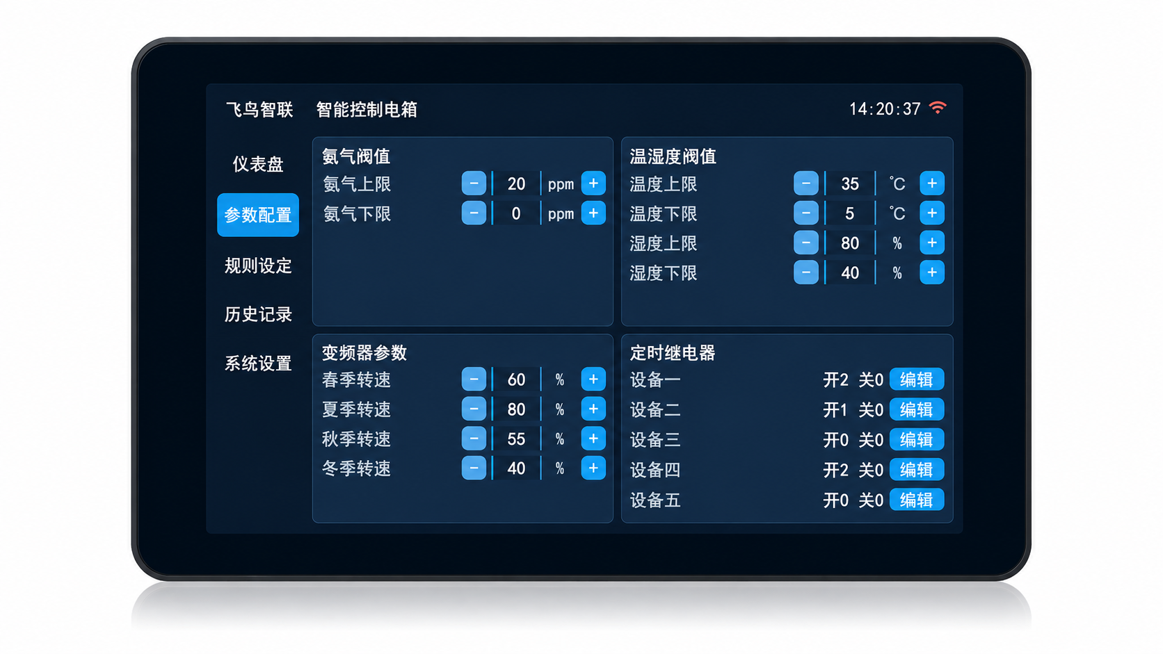 智能面板参数配置
