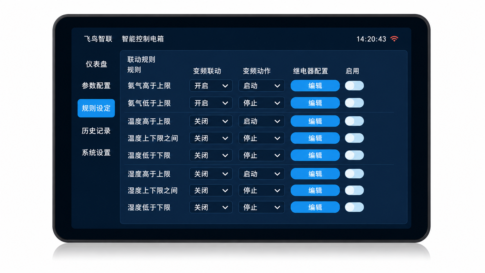 智能面板规则设定